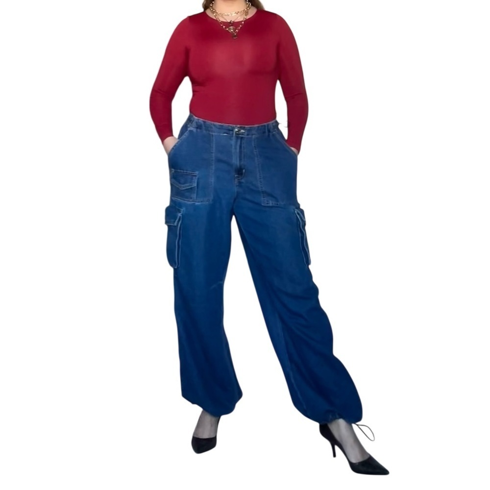 Aeropostale Denim Cargo Parachute Wide-Leg Pants – Women’s Size 4